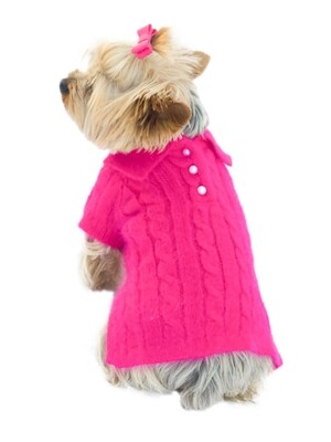 Luxury Preppy Polo, Angora Blend, Fuchsia