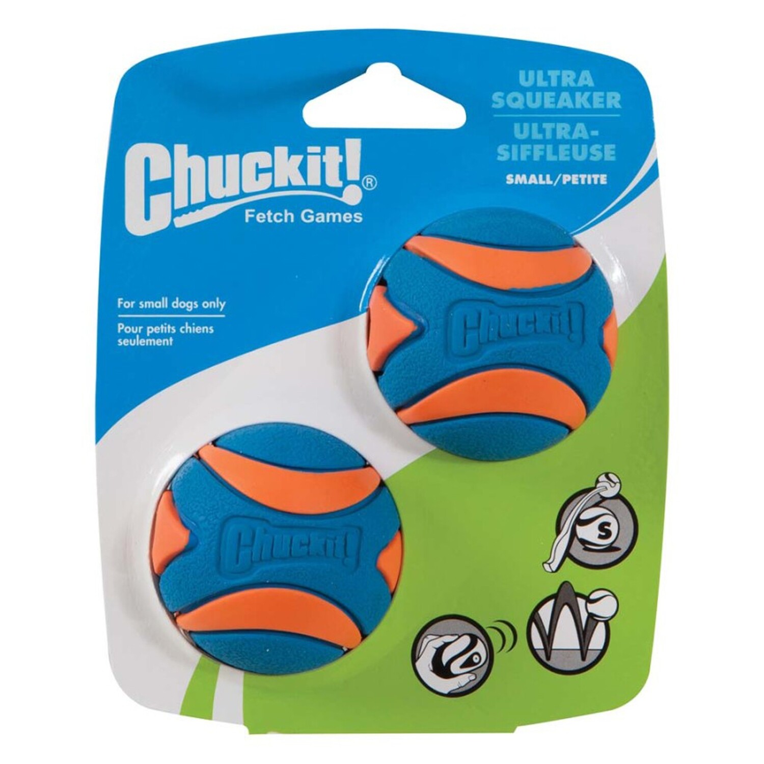 Chuckit Ultra Squeaker Balls Dog Toy 2 Pack - Blue/Orange