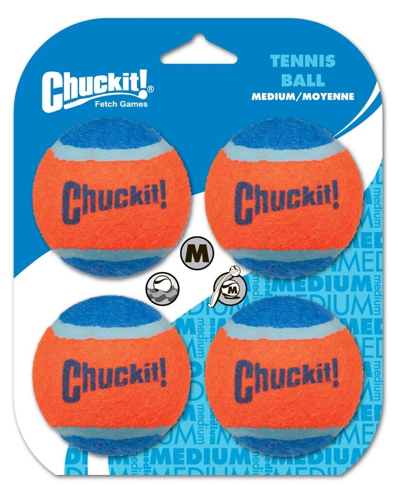 Chuckit! Tennis Ball Dog Toy Shrink Sleeve 4 Pack - Blue/Orang