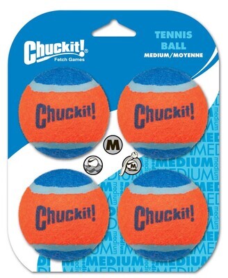 Chuckit! Tennis Ball Dog Toy Shrink Sleeve 4 Pack - Blue/Orang