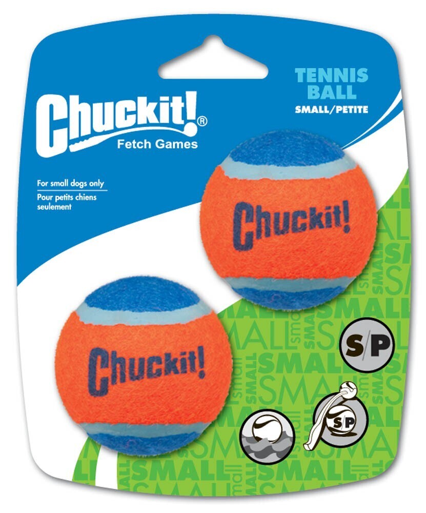 Chuckit! Tennis Ball Dog Toy Shrink Sleeve 2 Pack - Blue/Orange, Size: S