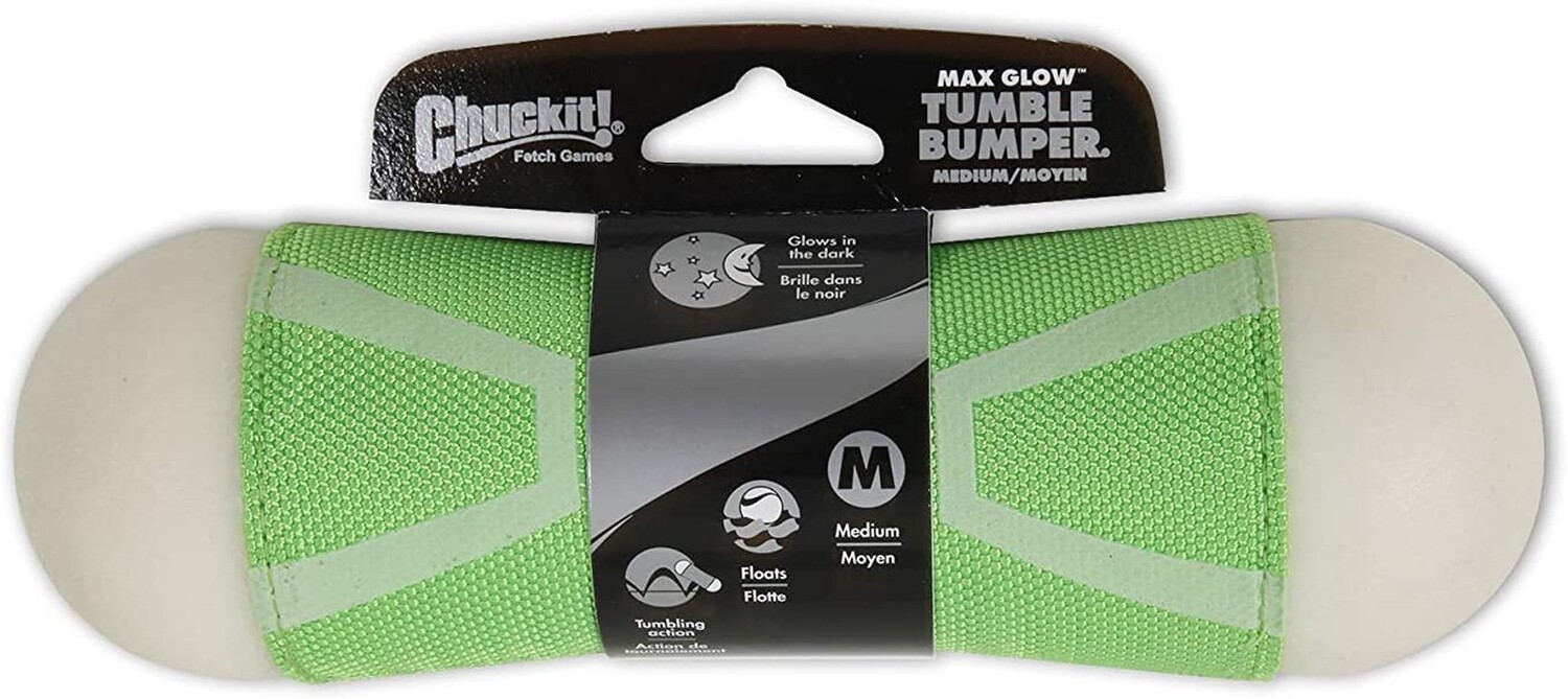Chuckit! Tumble Bumper Max Glow Dog Toy - Green/White