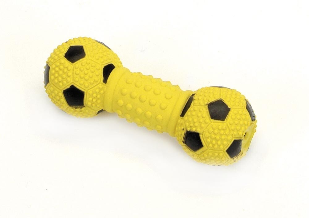 Coastal Rascals Latex Soccer Dumbbell Dog Toy - Yellow