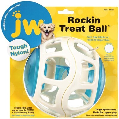 Jw Pet Rockin Treat Ball Dog Toy One Size - White/Blue