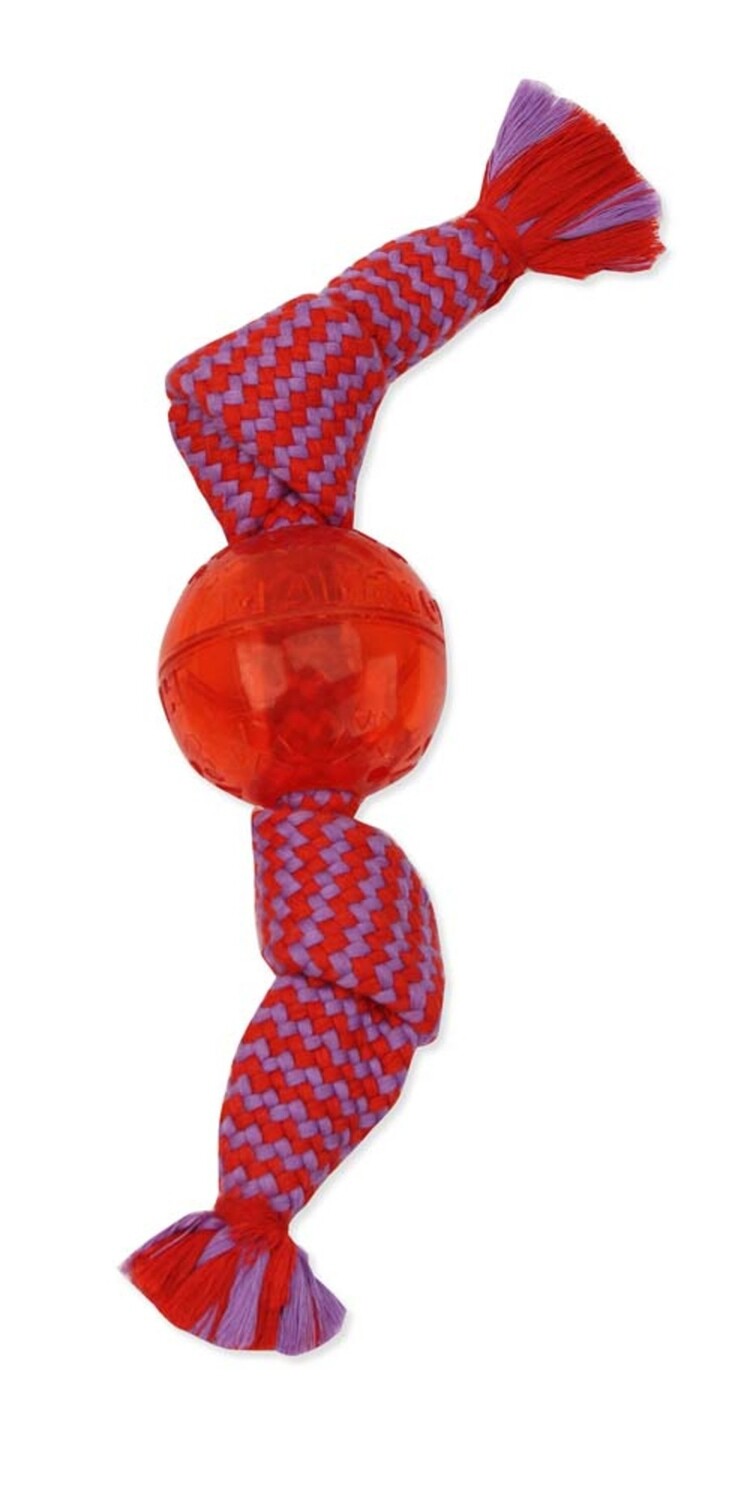 Mammoth Pet Products Candy Wraps Dog Toy With Squeaky Ball Outside - Red