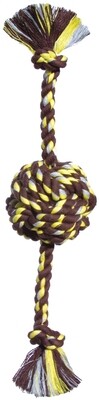 Mammoth Pet Products Monkey Fist Ball Dog Toy with Rope Ends Brown - Yellow