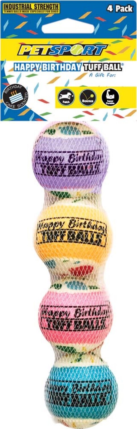 Petsport Usa Happy Birthday Ball Jr. Dog Toy Assorted 4 Pk