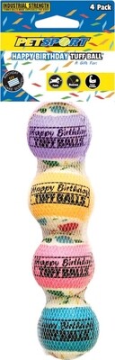 Petsport Usa Happy Birthday Ball Jr. Dog Toy Assorted 4 Pk