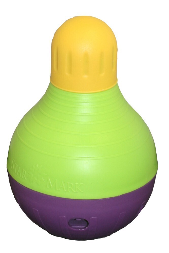 Starmark Bob-A-Lot Treat Dispensing Dog Toy - Purple/Green/Yellow