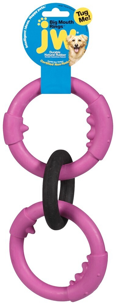 Jw Pet Big Mouth Triple Ring Dog Toy Triple Rings Multi-Color