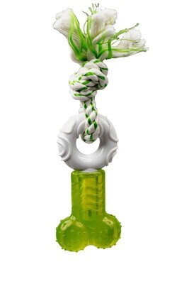 Multipet Canine Clean Spearmint Bone With Donut and Rope Dog Toy - Green/White