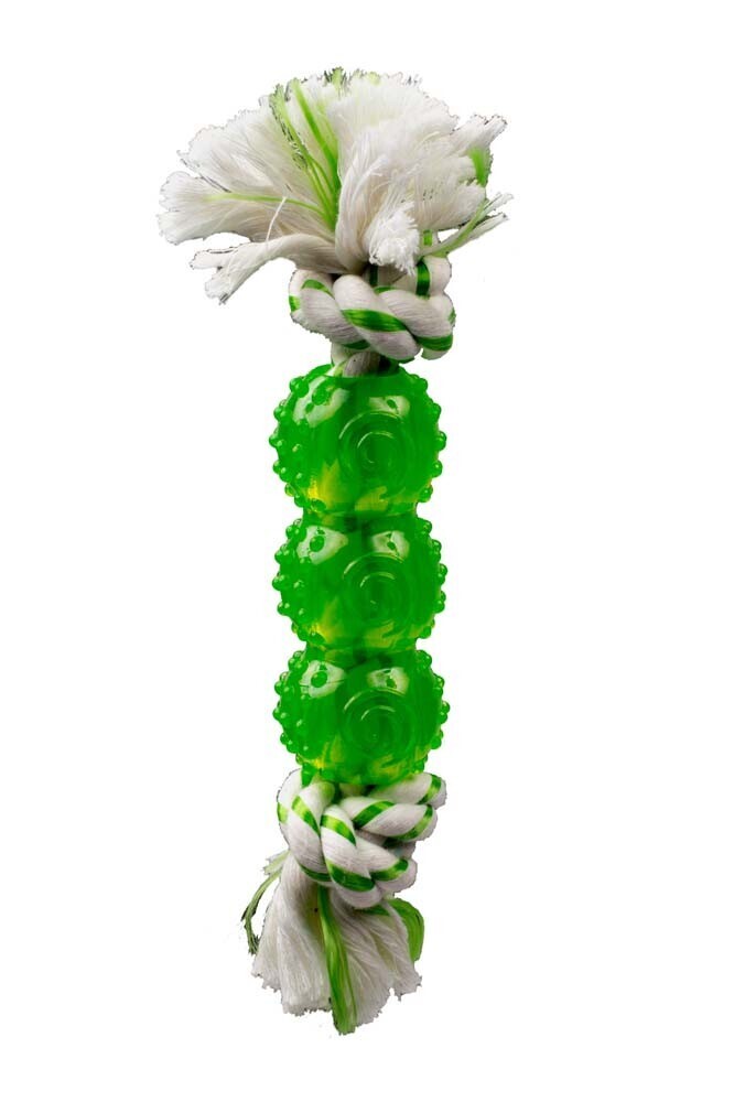 Multipet Canine Clean Rope Dog Toy With 3 Tpr Balls - Green