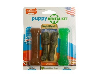 Nylabone Dental Kit For Puppies Chicken and Peanut Butter Flavor
