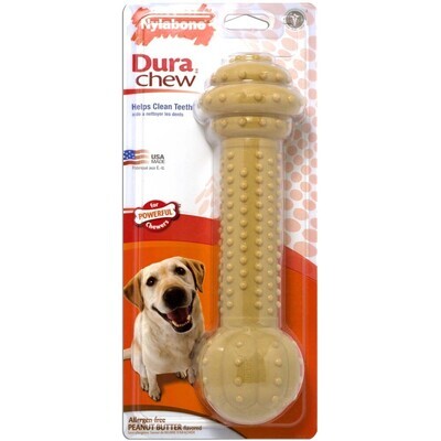 Nylabone Barbell Power Chew Durable Dog Toy Peanut Butter Flavor