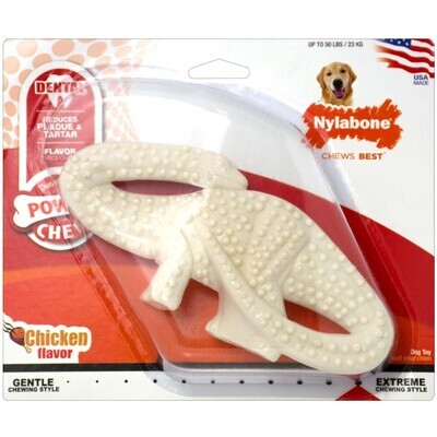 Nylabone Dental Dinosaur Power Chew Durable Dog Toy Chicken Flavor