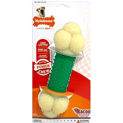 Nylabone Double Action Power Chew Durable Dog Toy Bacon Flavor