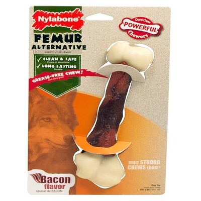 Nylabone Femur Bone Rawhide Alternative Power Chew Durable Dog Toy Bacon Flavor