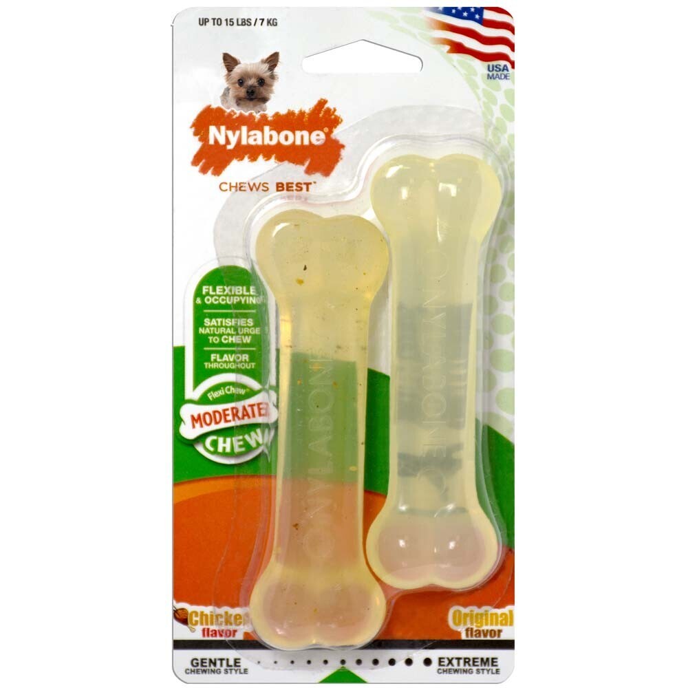 Nylabone Flexichew Bone Dog Chew Toys Chicken Flavor