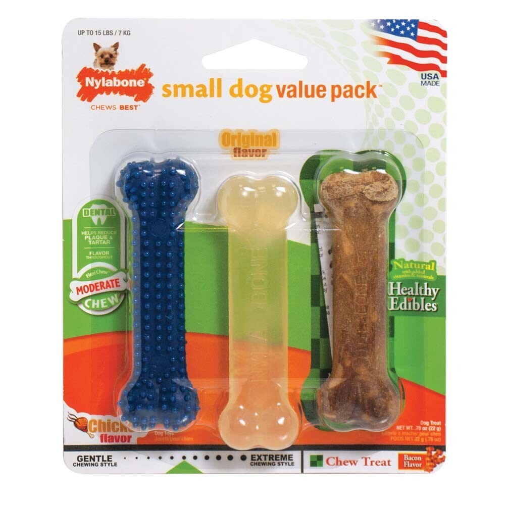 Nylabone Healthy Edibles and Flexi Chew Value Pack Bacon and Chicken Flavor