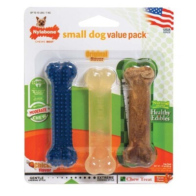 Nylabone Healthy Edibles and Flexi Chew Value Pack Bacon and Chicken Flavor