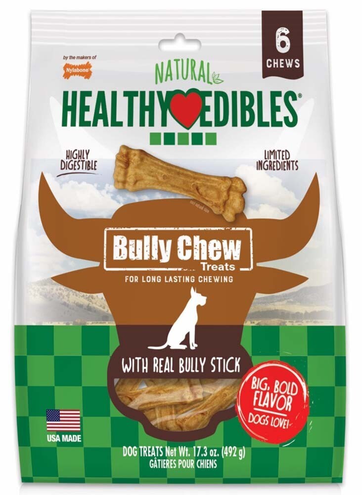 Nylabone Healthy Edibles Bully Chews Natural Dog Treats Made With Real Bully Stick 6 Count