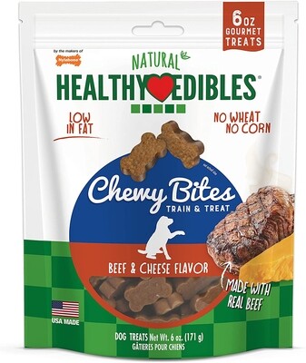 Nylabone Healthy Edibles Natural Chewy Bites Soft Dog Chew Treats Beef and Cheese Flavor