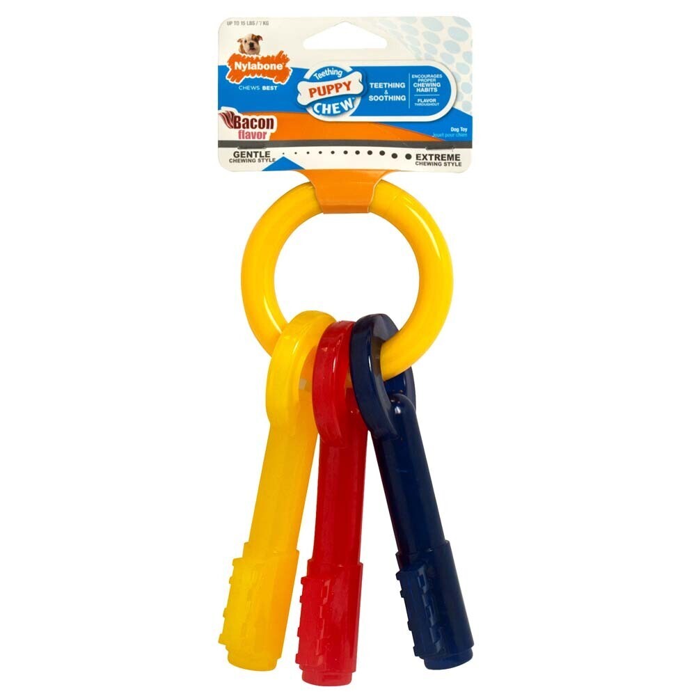 Nylabone Just For Puppies Teething Chew Keys Bacon Flavor