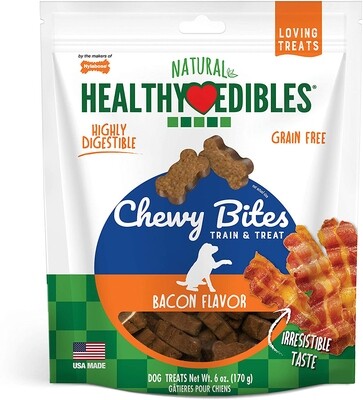 Nylabone Healthy Edibles Natural Chewy Bites Soft Dog Chew Treats Bacon Flavor