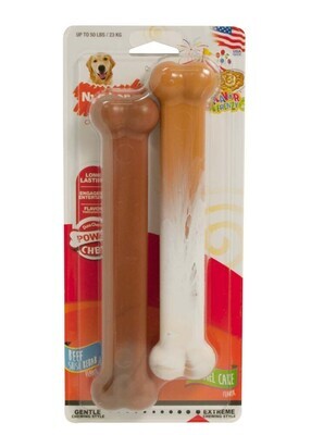 Nylabone Power Chew Flavor Frenzy Durable Dog Chew Toys Twin Pack Shish Kabob and Funnel Cake Flavor