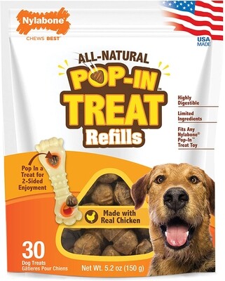 Nylabone Pop-In Dog Treat Refills For Treat Toy Combo Chicken Flavor 30 Ct