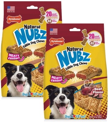 Nylabone Nubz Meaty Center Natural Long Lasting Edible Dog Chews 20 Count
