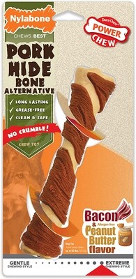 Nylabone Power Chew Alternative Pork Hide Bone Bacon and Peanut Butter Flavor