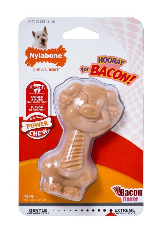 Nylabone Power Chew Durachew Piggy Dog Chew Toy Bacon Flavor