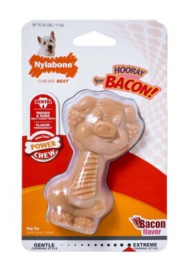 Nylabone Power Chew Durachew Piggy Dog Chew Toy Bacon Flavor