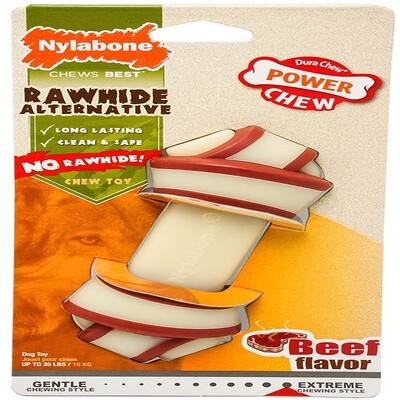 Nylabone Power Chew Rawhide Knot Chew Bone Beef Flavor