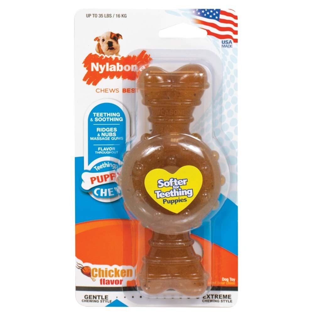 Nylabone Puppy Chew Ring Bone Chicken Flavor, Size: M-35 Lb