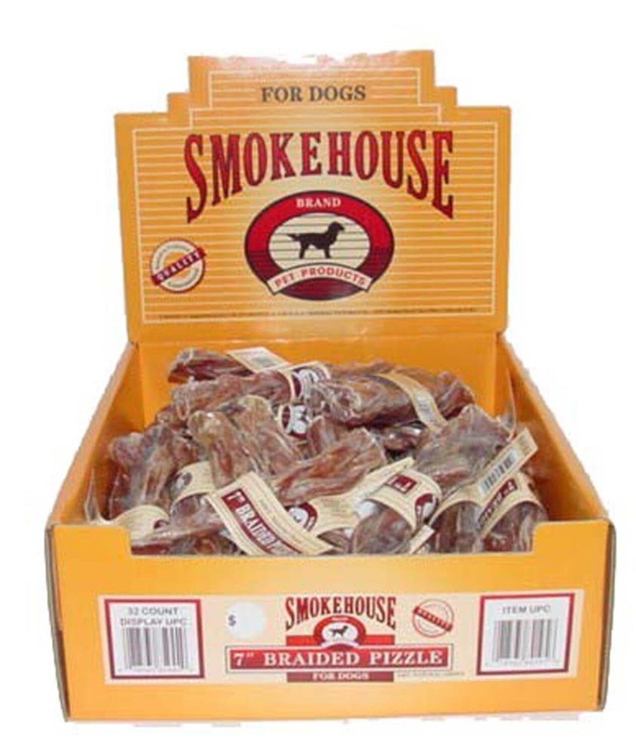 Smokehouse Usa Made Braided Pizzle Dog Treats Shelf Display Box 32 Ct