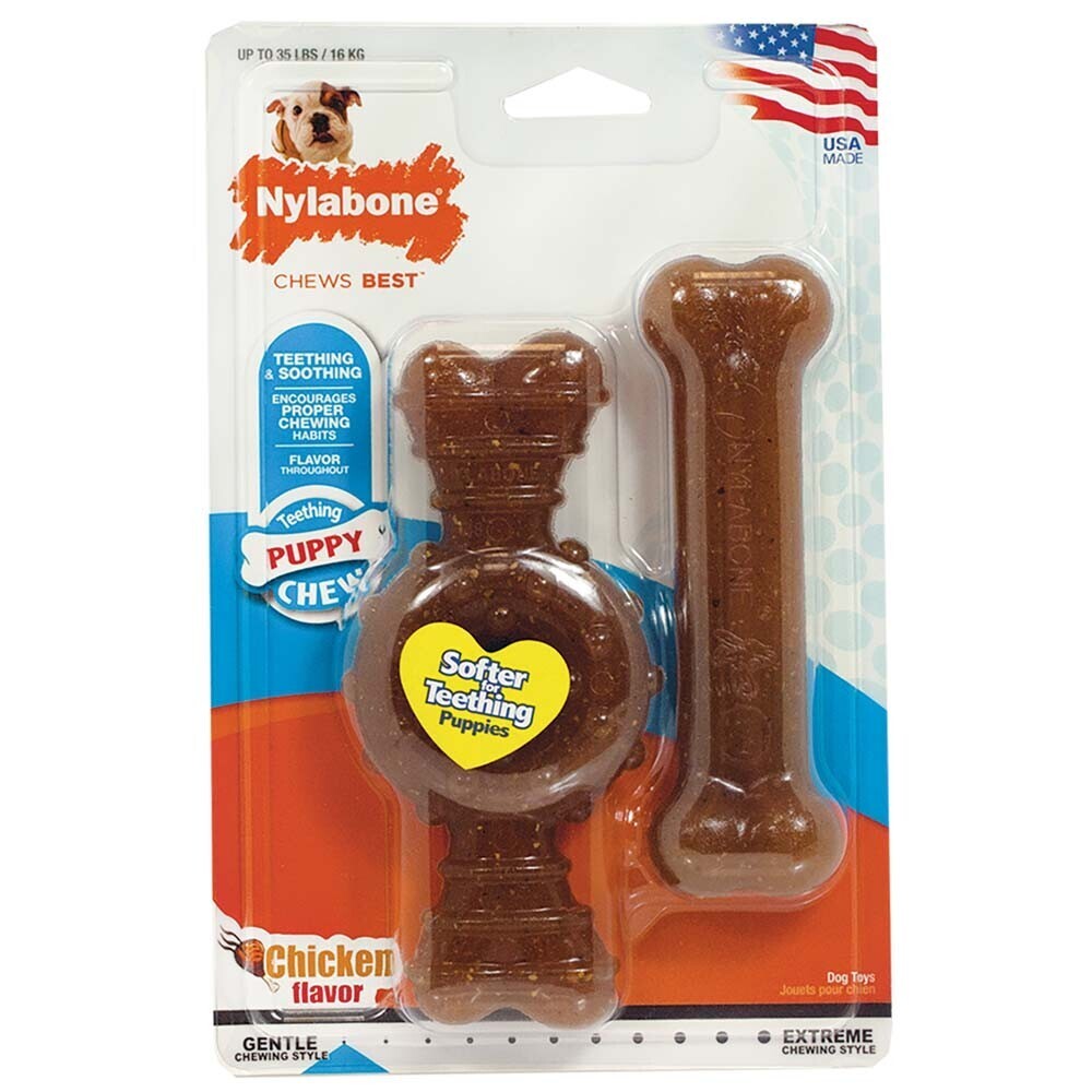 Nylabone Puppy Chew Ring Bone Chicken Flavor