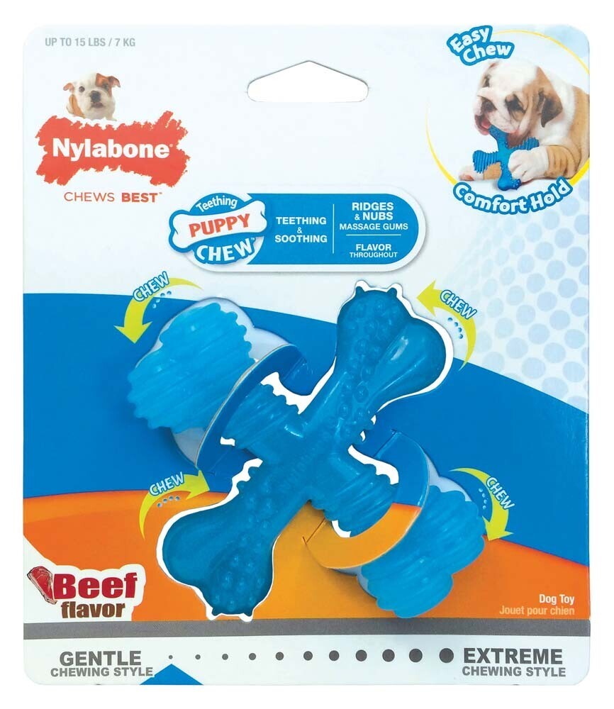 Nylabone Puppy Chew X Bone Chew Toy Beef Flavor