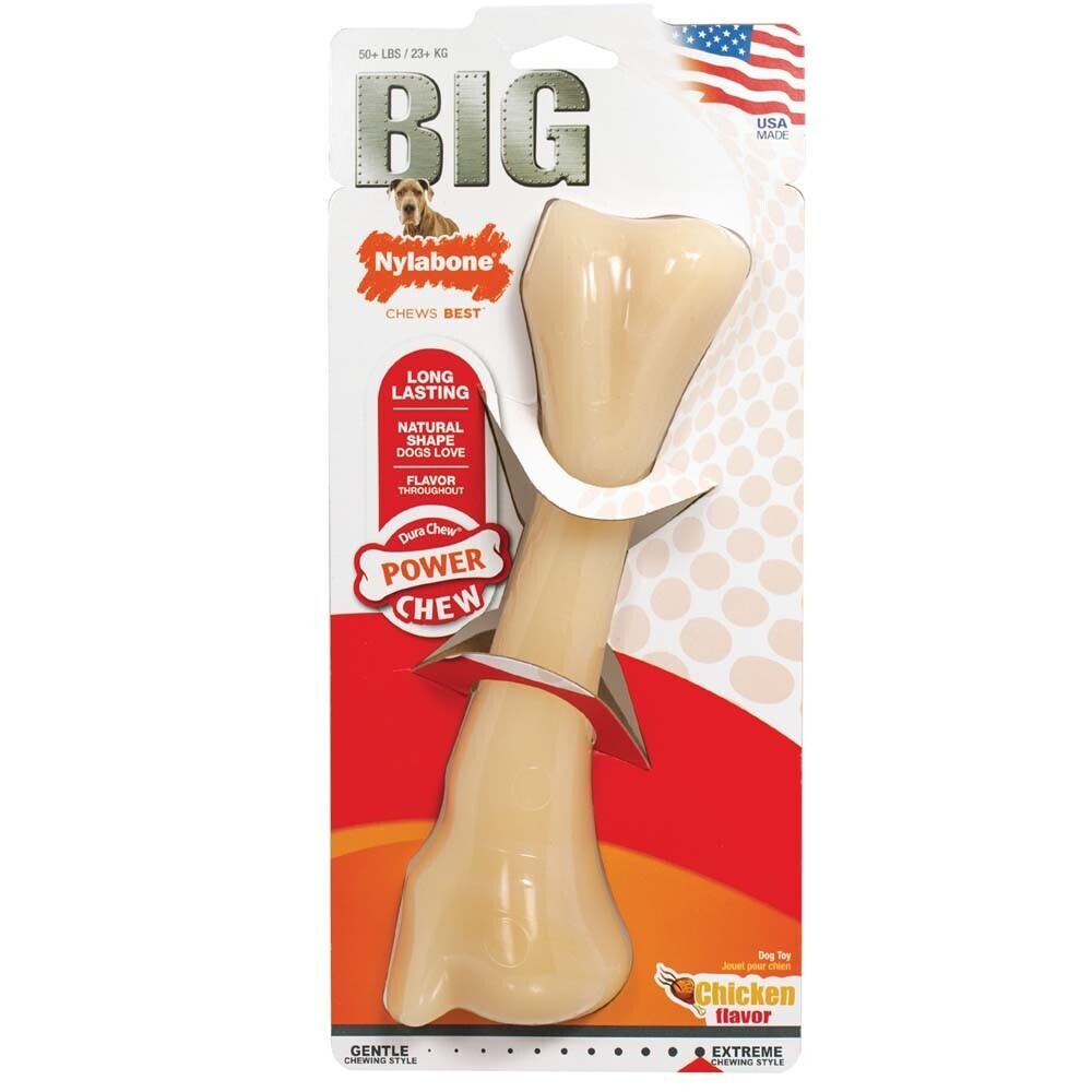 Nylabone Power Chew Monster Bone Big Dog Chew Toy Chicken Flavor