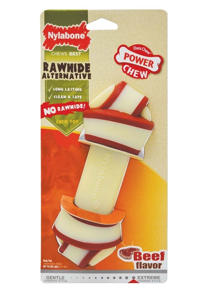 Nylabone Power Chew Rawhide Knot Chew Bone Beef Flavor, Size: L-50 Lb