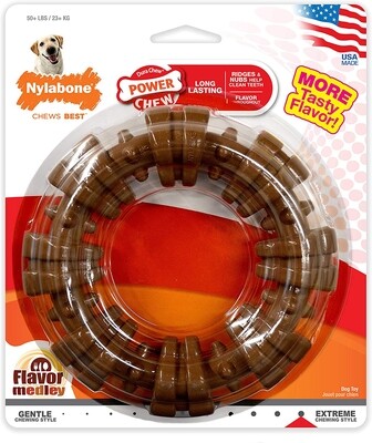 Nylabone Power Chew Textured Dog Chew Ring Toy Flavor Medley Flavor
