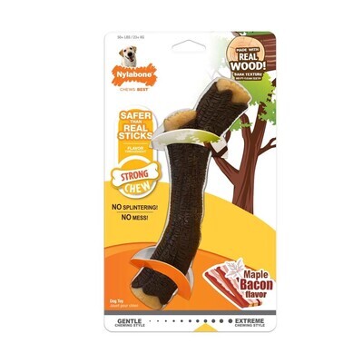Nylabone Real Wood Stick Strong Dog Stick Chew Toy Maple Bacon Flavor