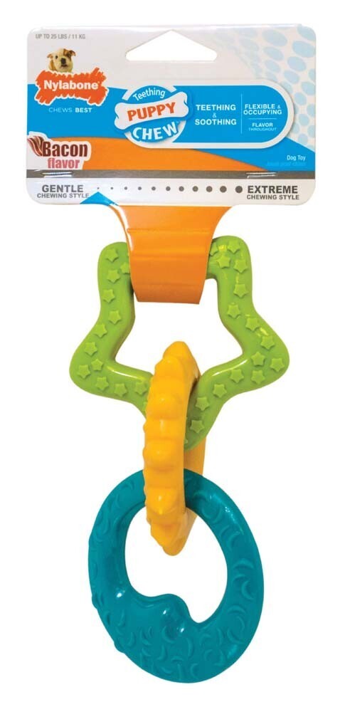 Nylabone Puppy Power Chew Puppy Teething Rings Bacon Flavor