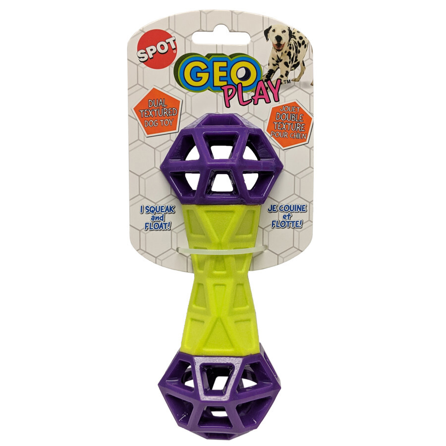 Spot Geo Play Dual Texture Dumbbell Dog Toy Assorted