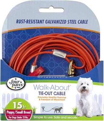 Four Paws Medium Weight Dog Tie Out Cable - Red