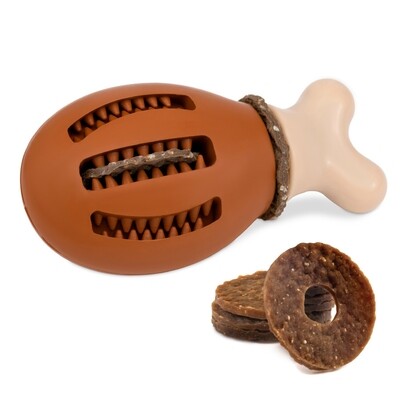 Busy Buddy Chompin&#39; Chicken Treat Holding Dog Toy 1ea
