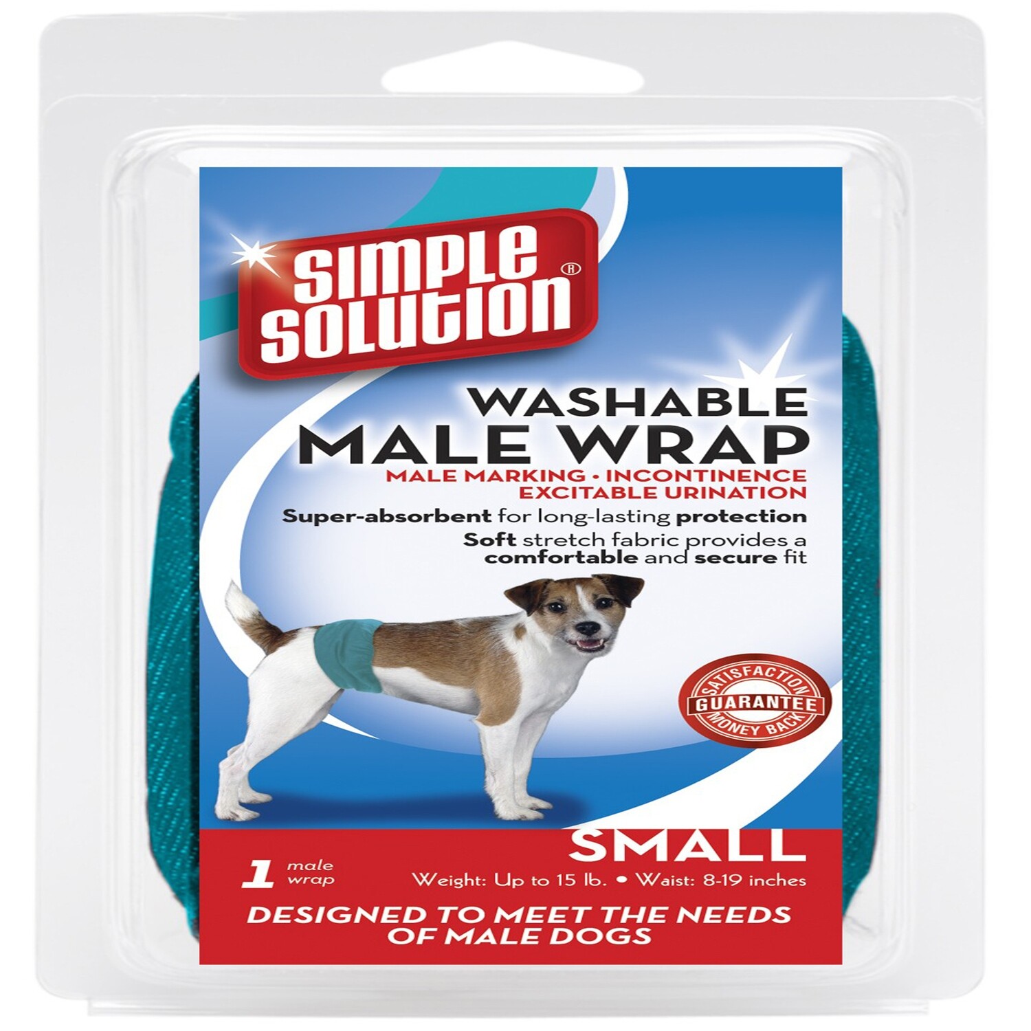 Simple Solution Washable Male Wrap - Blue, Size: S
