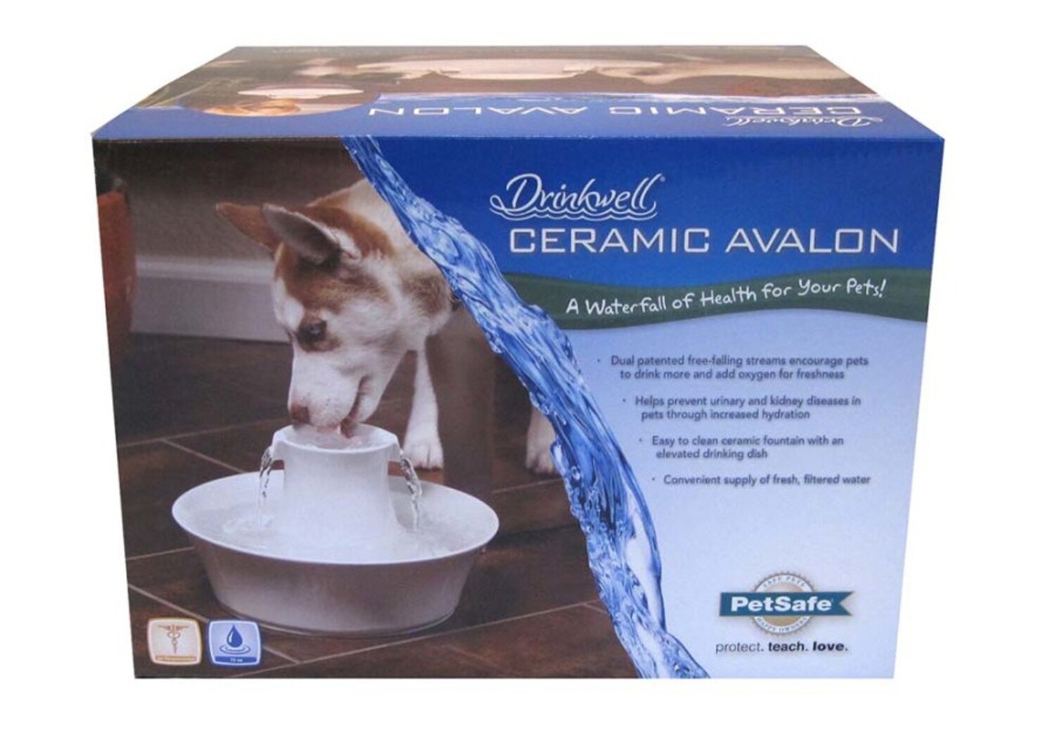 Drinkwell Ceramic Avalon Pet Fountain - White