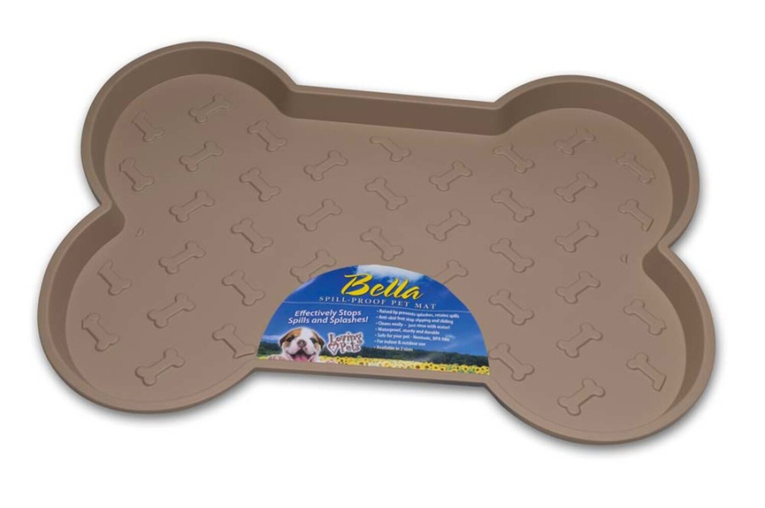 Loving Pets Spill-Proof Bone Shaped Dog Mat - Tan